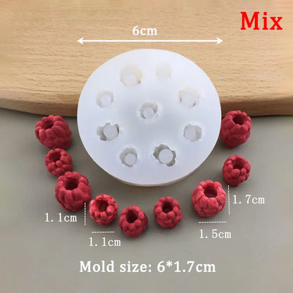 1Pc Blueberry Raspberry Candle Mold Simulation Fruit Fondant Silicone Mould DIY Chocolate Cookie Baking Mold Cake Decor Suppl