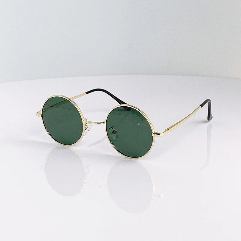 Retro Vintage Round Polarized Sunglasses Men Brand Designer Sun Glasses Women Alloy Metal Frame Black Lens Eyewear Driving UV