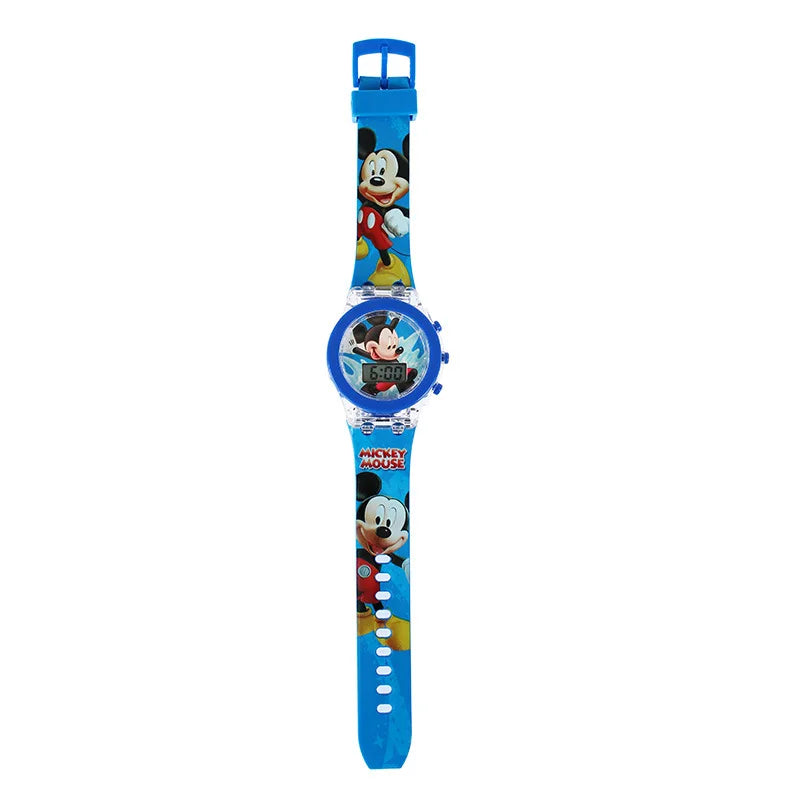 Flash Light Frozen Mickey Kids Watches For Girls Cartoon Snow White Car Children Watch Boys School Student Digitel Clock Gift
