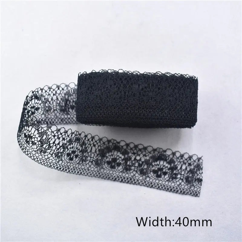 Lace Trim 10 Yards, Black Lace Ribbon for Sewing, Vintage Lace Trim for DIY Crafts, Planner Decorating, Fabric Accent Wide 14