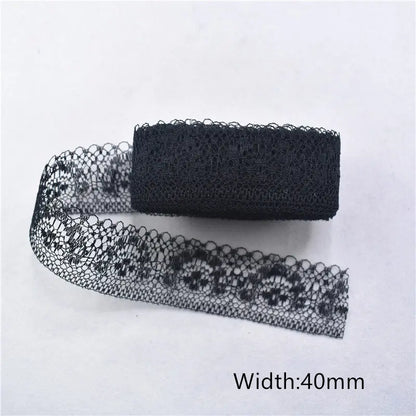 Lace Trim 10 Yards, Black Lace Ribbon for Sewing, Vintage Lace Trim for DIY Crafts, Planner Decorating, Fabric Accent Wide 14
