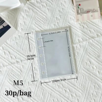 10/20/30/50P/Bag M5/A6/A7 Transparent Loose-Leaf Pages, Plastic Protective Covers, Portable Sticker Books, Loose-Leaf Binders