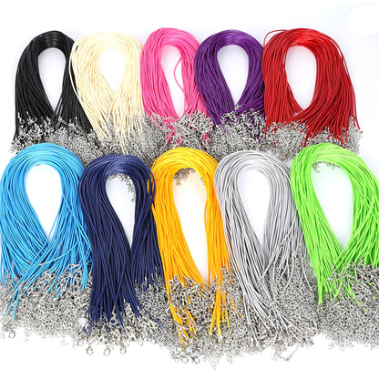 10Pcs/lot 1.5mm 2mm Adjustable Leather Cord Waxed Thread Rope Necklace Extender Chain Lobster Clasp DIY Jewelry Making Findin