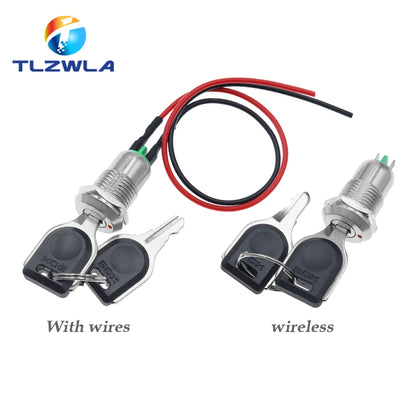 1PCS 12mm Zinc Alloy Electronic Key Switch With 2 Keys ON OFF Phone Lock Security Power Button Tubular Terminals 2 Position 1
