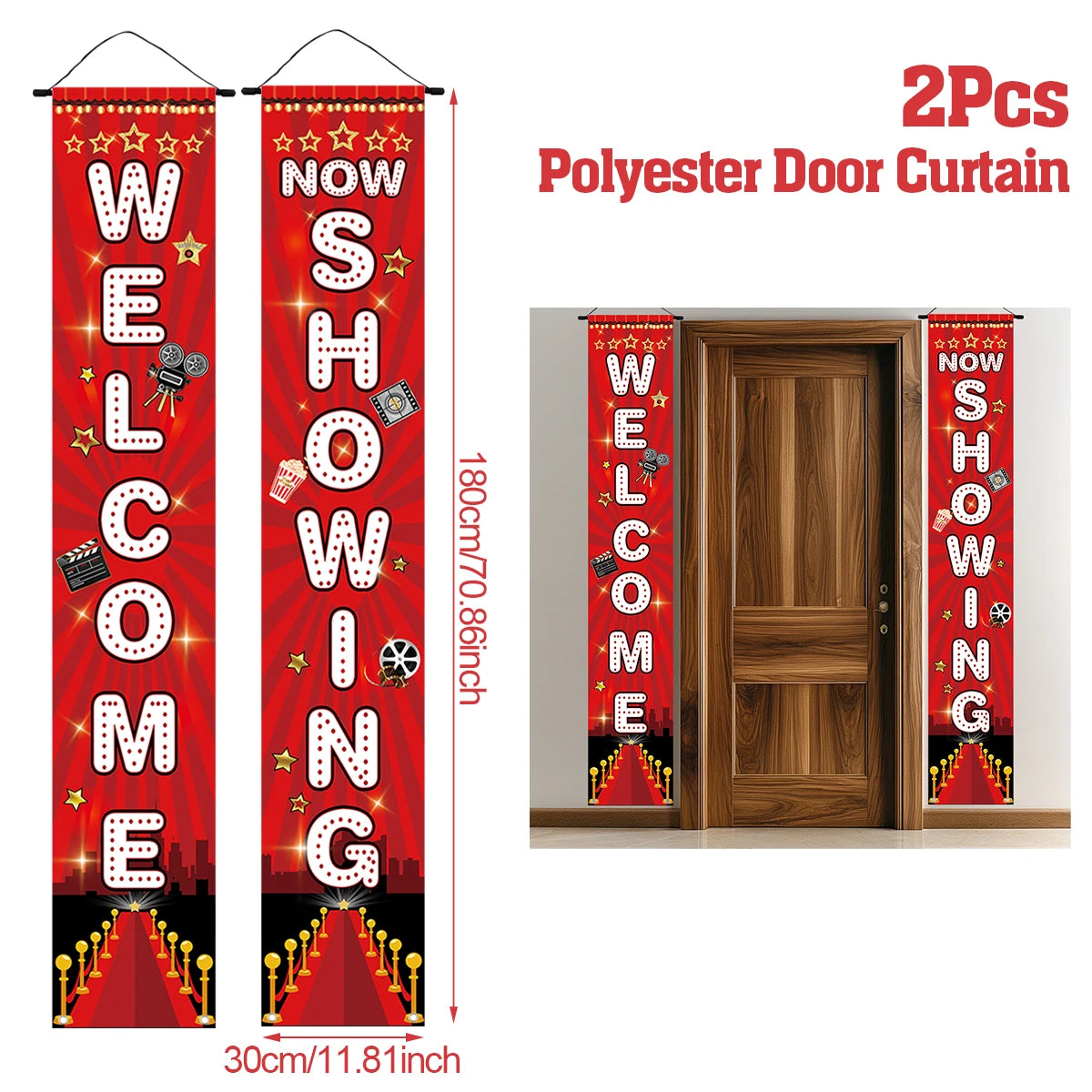 Movie Night Table Runner Red Movie Theme with Gold Star Design Movie Night Red Carpet Decoration for Movie Night Party Decor 