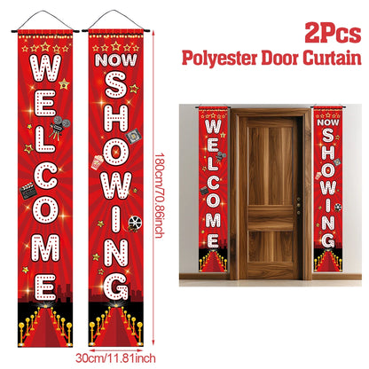 Movie Night Table Runner Red Movie Theme with Gold Star Design Movie Night Red Carpet Decoration for Movie Night Party Decor