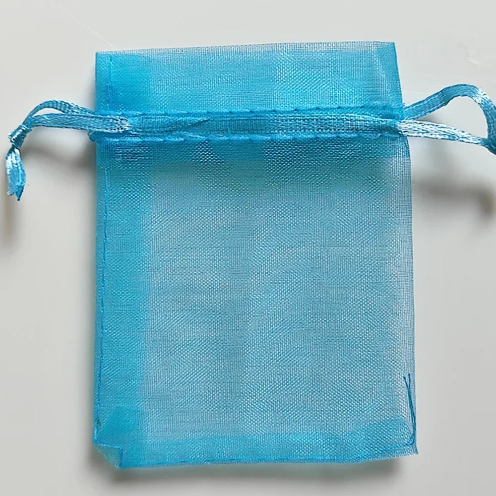 25/50/100pcs Organza Gift Bag Multicolor Drawstring Pouches For Candy Jewelry Bag Packing Wedding Gift Bags Organza Bag - Aqu