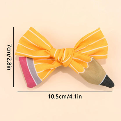 2Pcs Pencil Bow Hair Clips Cute Hairpins Kawaii Back To School Barrette For Girls Children Kids Headdress Headwear Accessorie