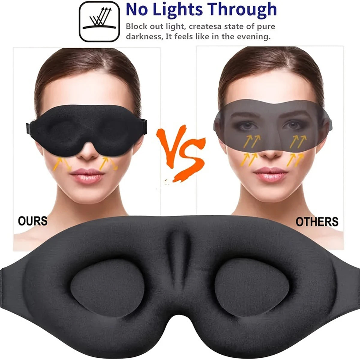 Eye Mask for Sleeping 3D Contoured Cup Blindfold Concave Molded Night Sleep Mask Block Out Light with Women Men