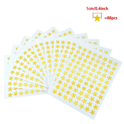 10 Sheets/bag Gold Star Sticker Stamping Five Pointed Star Sticker Children's Reward Sticker Teacher Praise Label - E