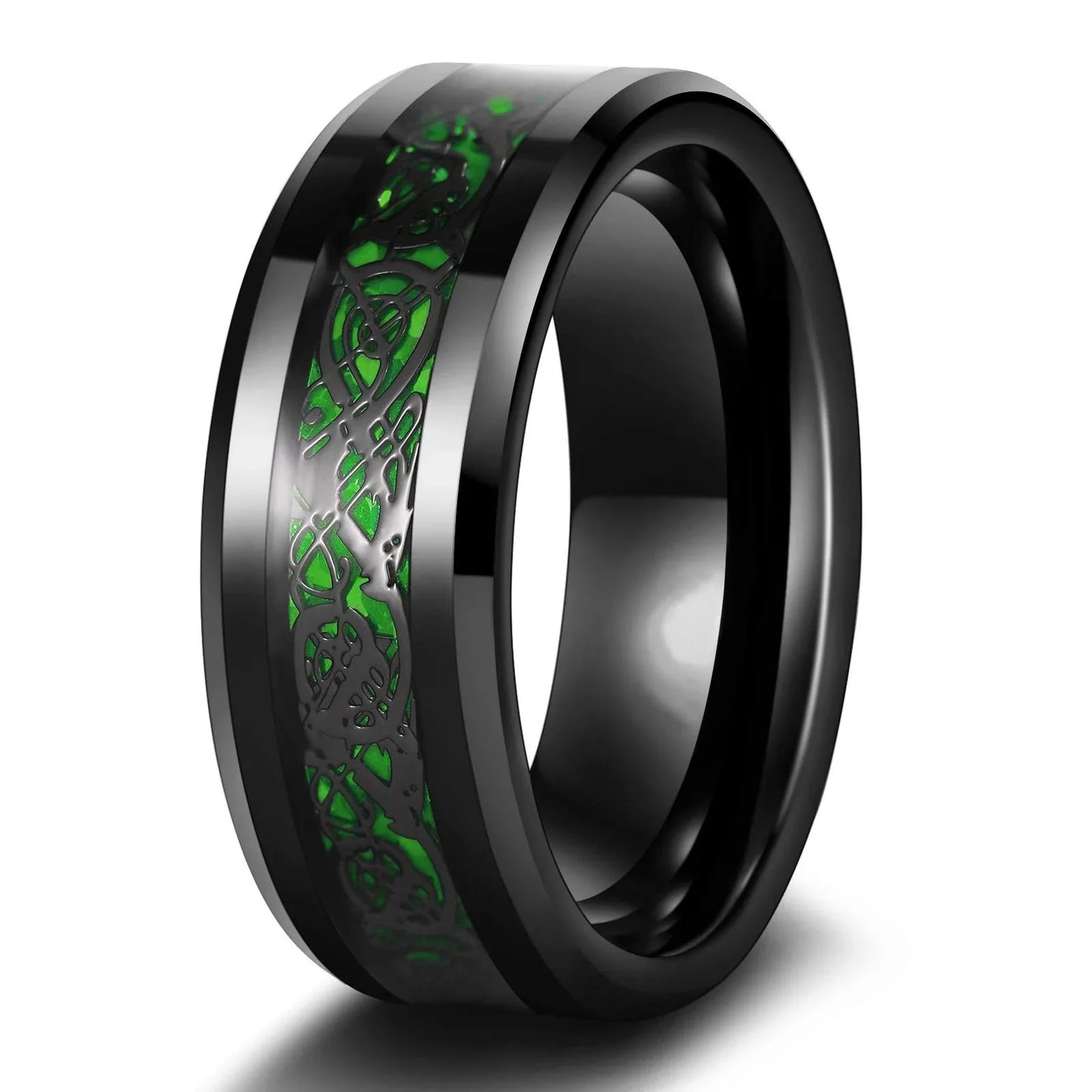 Charm Couple Rings Romantic Women Red Rhinestones Rings Set Trendy Men Stainless Steel Celtic Dragon Rings Wedding Band Jewel