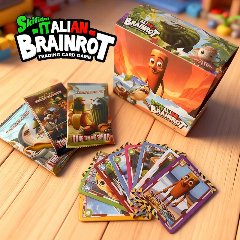 Italian Brainrot Collection Cards Trading Cards Game Card Battle Carte Toystung Sahur Tralalero Tralala For Fans Children Gif