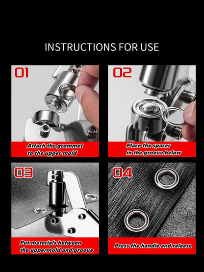 6mm / 10mm Eyelet Pliers Kit Tools Portable Hand Press Metal Grommet Hole Punch Plier for Leather Canvas Clothing DIY Tarp Ri