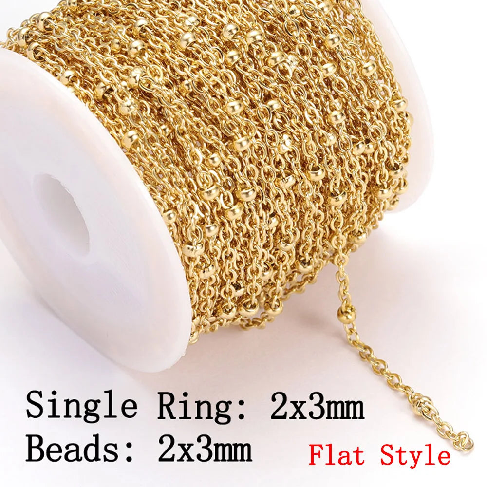 No Fade 2Meters Stainless Steel Chains for Jewelry Making DIY Necklace Bracelet Accessories Gold Chain Lips Beads Beaded Chai