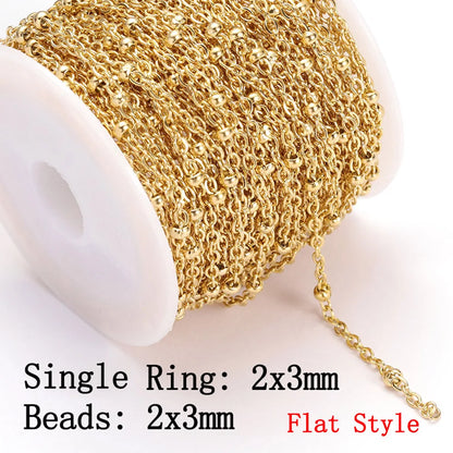 No Fade 2Meters Stainless Steel Chains for Jewelry Making DIY Necklace Bracelet Accessories Gold Chain Lips Beads Beaded Chai
