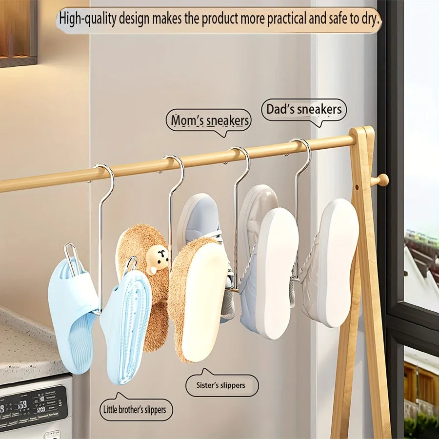 2pcs ​Stainless Steel Shoe Rack Hanging Drying Rack Bathroom Organizer Space Saving Multi-Functional for Entryway Balcony