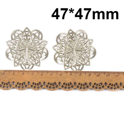 Round Flowers Filigree Wraps Connectors Metal Crafts Supplies For DIY Jewelry Accessories Findings Making Scrapbook Home Deco