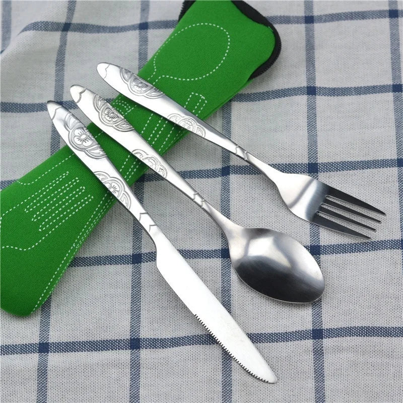 Picnic Set Tableware Washable with Zipper Travel Cutlery Kit Case Portable Pouch for Dinner Household Tool Travel Camping Spo