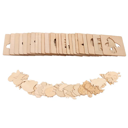 20pcs Montessori Kids Drawing Toys Wooden DIY Painting Template Stencils Learning Educational Toys for Children Wooden Toy Gi