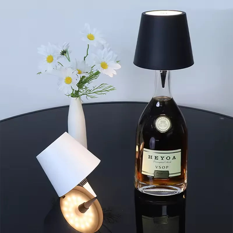 LED Bottle Table Lamp Touch 3 Colors Rechargeable Portable Desktop Decoration Lamp For Bar Restaurant Camping Atmosphere Deco