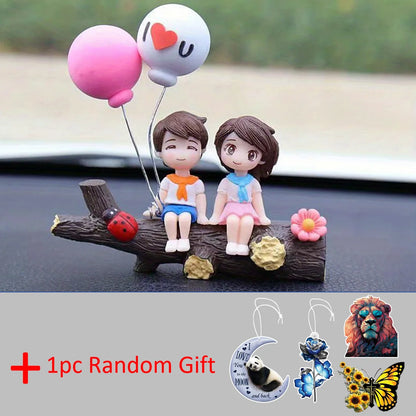 1pc New Tree Branch Couple Car Decoration Creative Car Decoration Fashion Creative Car Accessories Automotive ornaments - blu