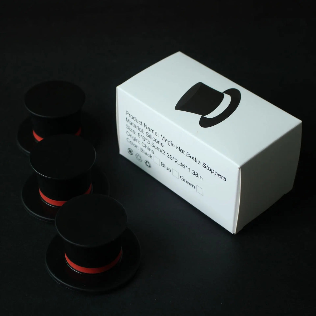 Magic Hat Wine Bottle Stopper Seal Cork Cover Silicone Wine Bottle Stopper Kitchen Tools - 3 black in box
