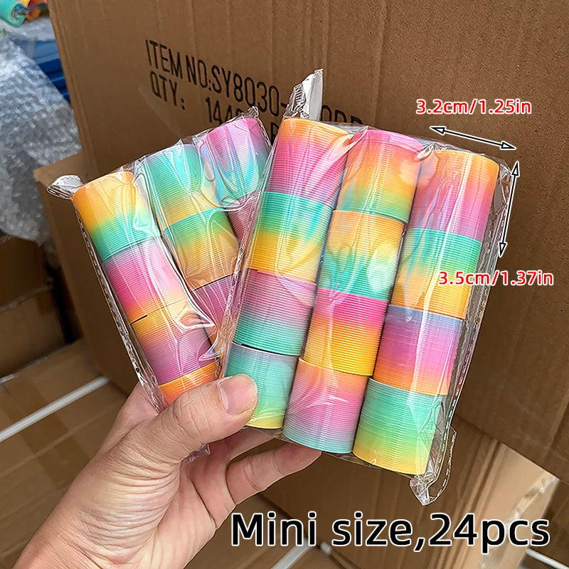 12/24 Rainbow Magic Springs Circle Toys Kids Birthday Party Favors Guests Giveaway Small Gifts Pinata Fillers Flexible Funny 