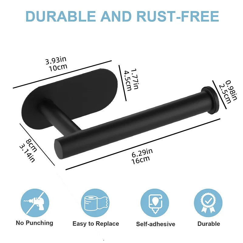 Adhesive Toilet Paper Holder Stainless Steel Tissue Hanger Waterproof Toilet Paper Stand Bathroom Accessories Paper Towels Ho