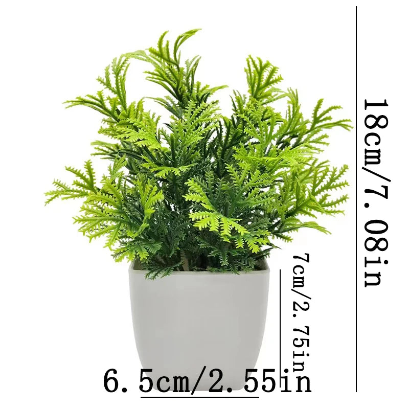 Artificial Bonsai Plant Window Sill Office Table Desktop Decoration Plastic Fake Plant Potted Home Decor - Pine needle leaves