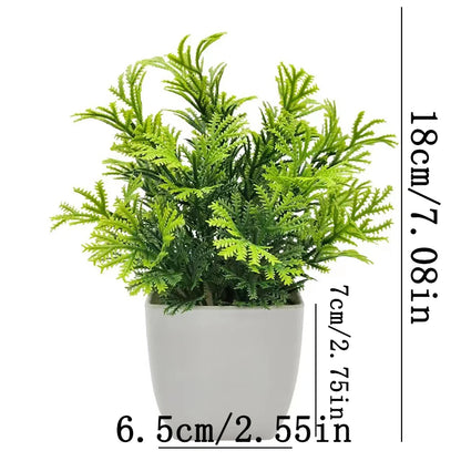 Artificial Bonsai Plant Window Sill Office Table Desktop Decoration Plastic Fake Plant Potted Home Decor - Pine needle leaves