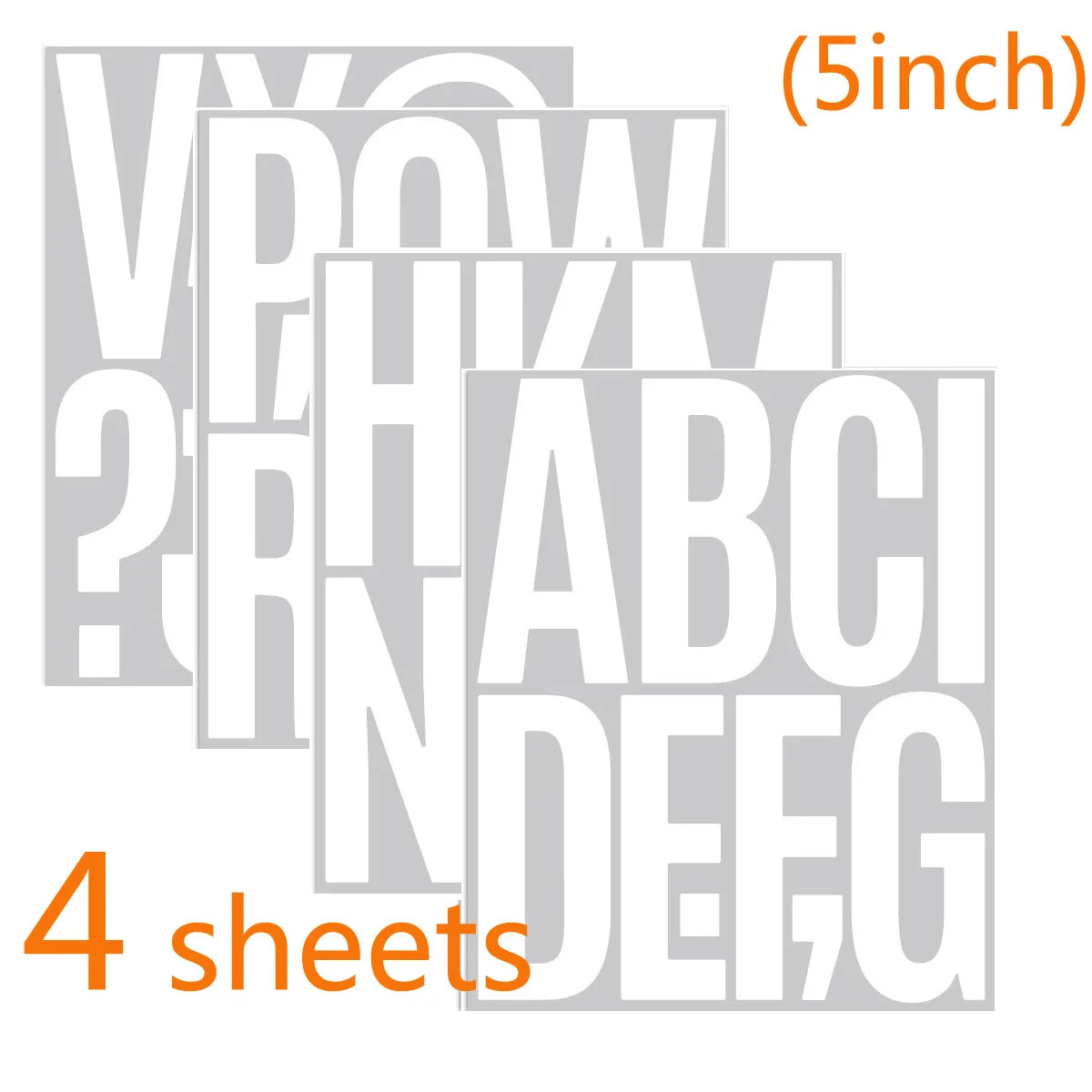 4 Sheets 5 Inch Big Alphabet Letter Numbers Stickers Removable Waterproof Letter Stickers for Car Mailbox Home Shop Office De