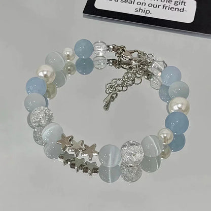 New Simple Beads Crystal Bracelet For Women Girls Korean ins Flower Fox Feather Tassel Bracelets Best Friend Jewelry Gifts 20