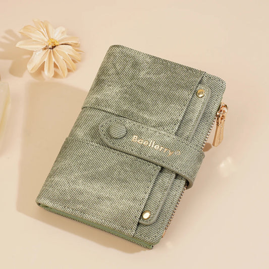 Baellerry Short Wallet Zipper Coin Bag Detachable Card Clip For Daily Use Travel