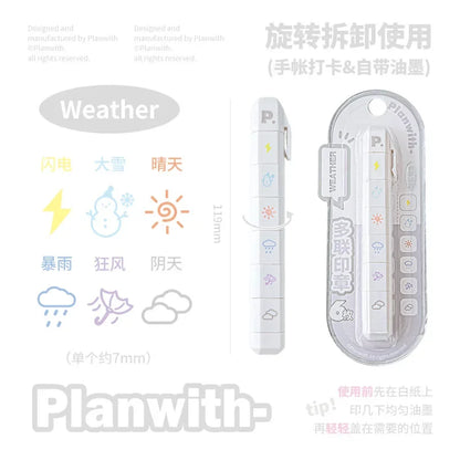 Cute To Do List Journal Stamp Set Pen Shape Detachable Ink Stamps Life Travel Week Heart Planner Diary Decorative Stamp Kid G