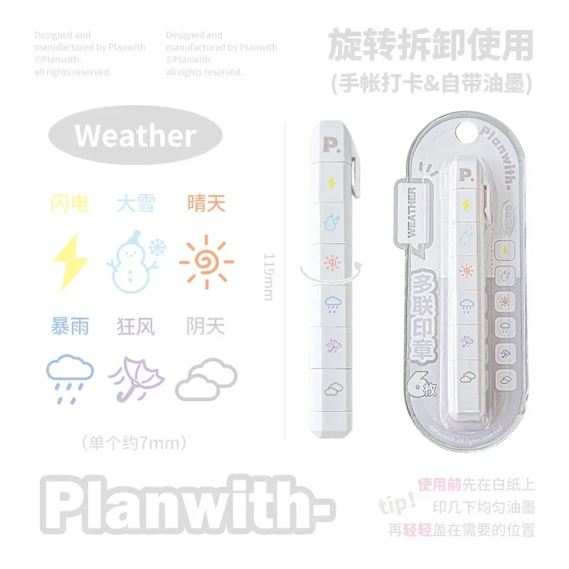 Cute To Do List Journal Stamp Set Pen Shape Detachable Ink Stamps Life Travel Week Heart Planner Diary Decorative Stamp Kid G