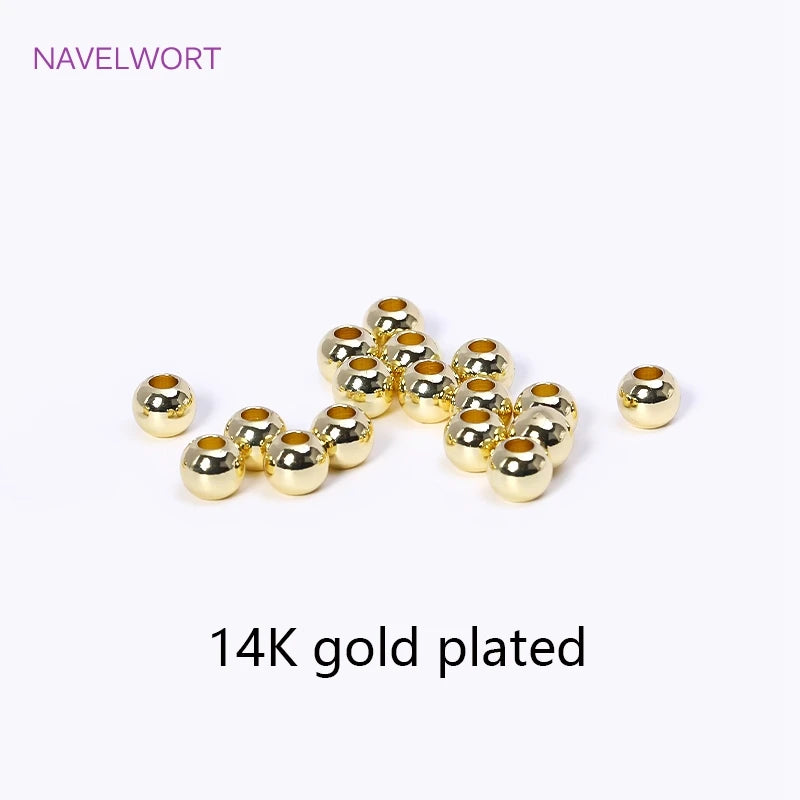 2/2.5/3/4/5/6mm 18K Gold Plated Loose Beads Brass Round Spacer Beads For Bracelet Making Findings,Accessories For Jewelry