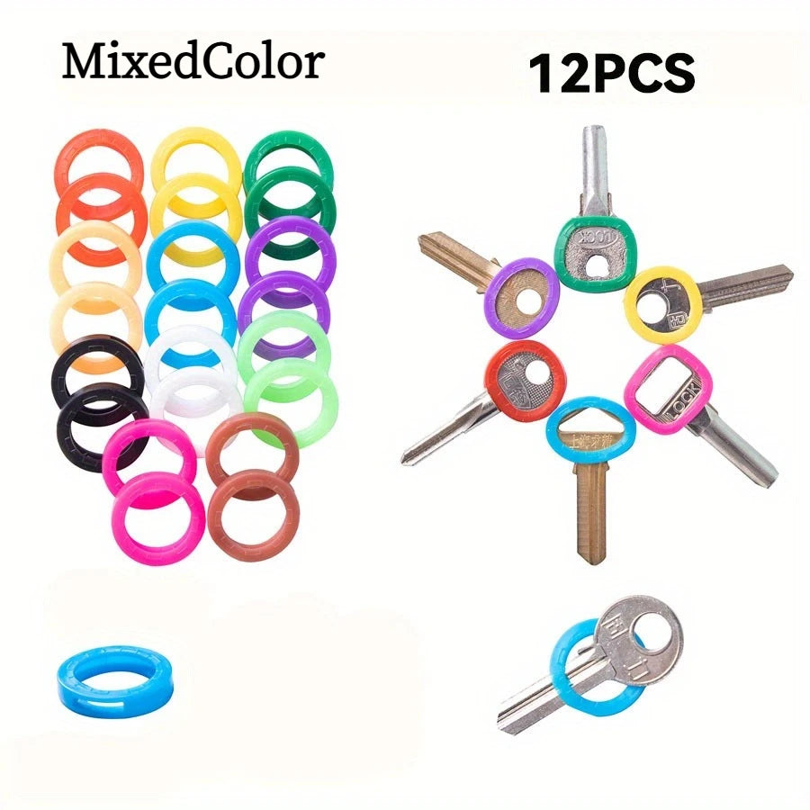 12 Sets of Vintage Key Covers, Multi-color Charming Silicone Key Caps, for Protecting and Organizing Door Keys