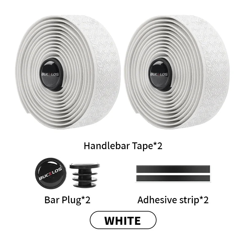 BUCKLOS Bicycle Handlebar Tapes Road Bicycle Handlebar Tape Anti-slip Waterproof Cycling Bar Wrap Road Bike Accessories - Whi