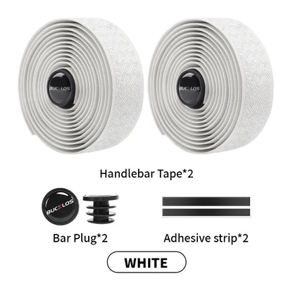 BUCKLOS Bicycle Handlebar Tapes Road Bicycle Handlebar Tape Anti-slip Waterproof Cycling Bar Wrap Road Bike Accessories - Whi