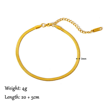 2024 Summer New Gold Color Anklets For Women Stainless Steel Firga Chain Feet Jewelry Layered Link Chain Accessory - Anklet 1