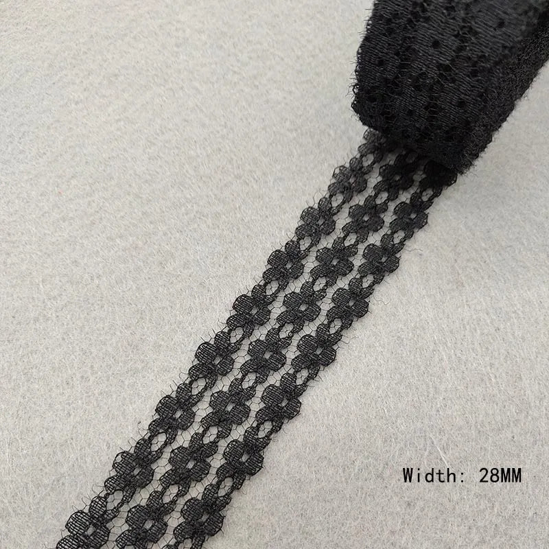 Beautiful 10 Yards/Lot Black Lace Ribbon Tape Quality Lace Trim DIY Embroidered Lace For Sewing Decoration African Lace Fabri