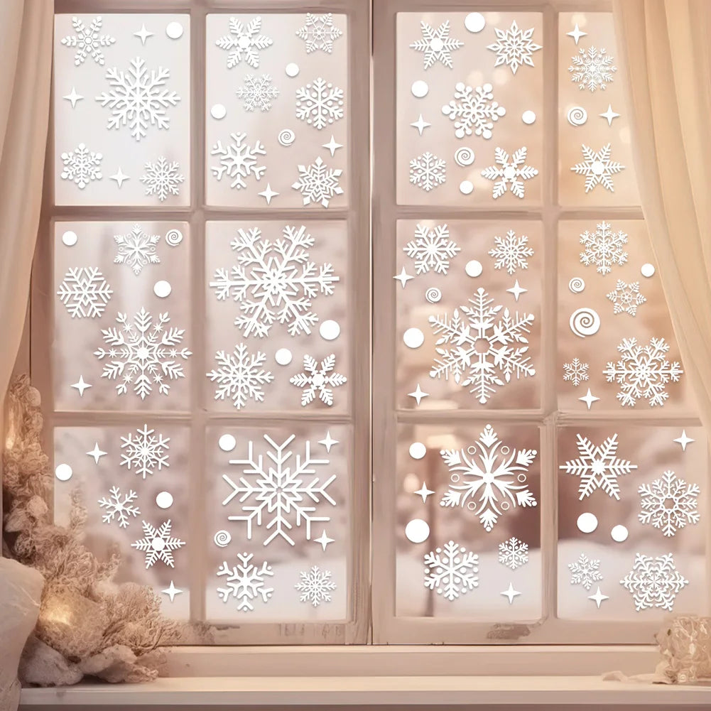 Christmas Snowman Snowflake Santa Claus Wall Sticker New Year Glass Window Decoration Mural Room Home Decor Electrostatic Dec
