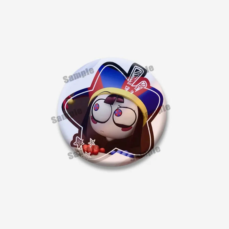 Creative Funny P-Pomni Enamel Pins Cute Cartoon Character Round Brooch DIY Backpack Jacket Collar Badge Jewelry Gifts for Fri