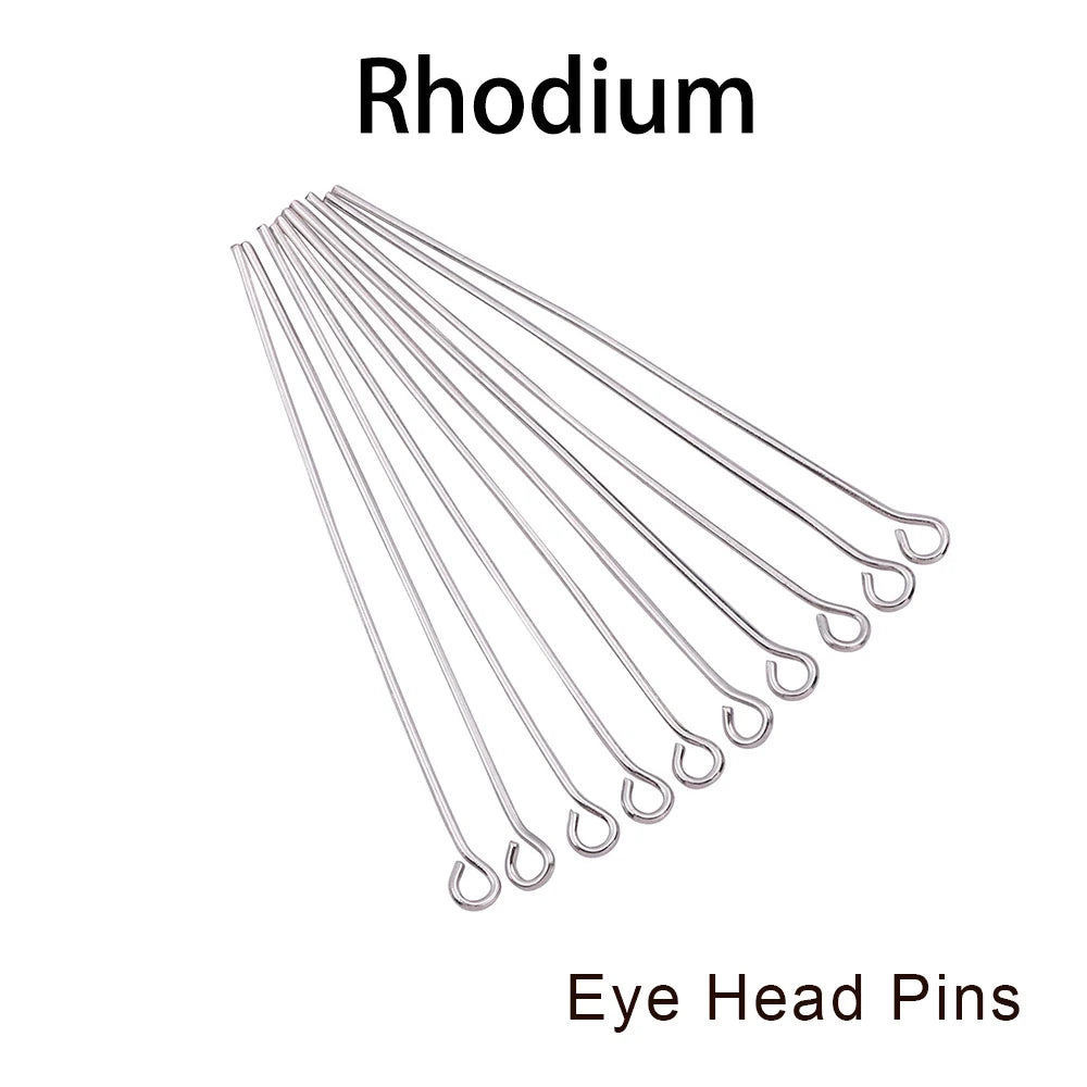 100-200Pcs/Lot 10-70mm Heads Eye Flat Head Pin Gold Plated Ball Head Pins for Jewelry Findings Making Accessories Supplies - 