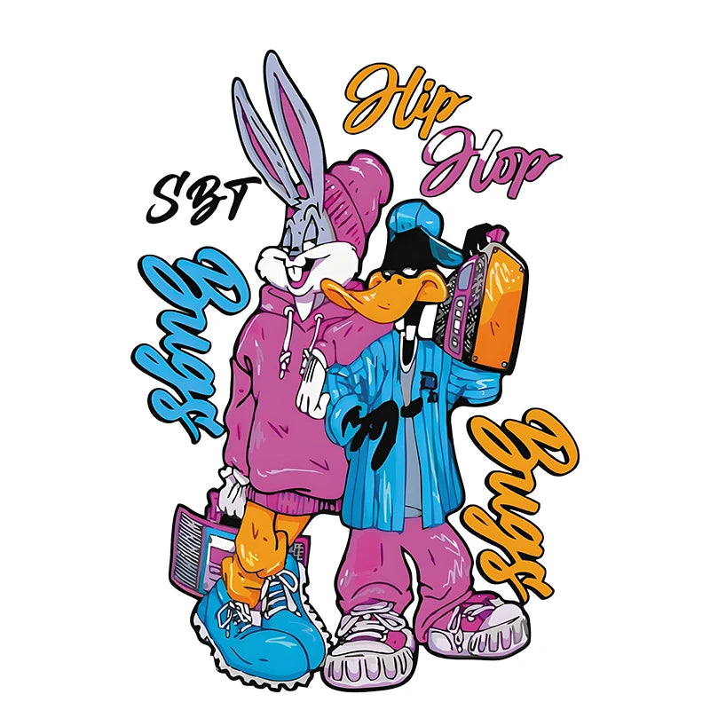 Cartoon Ducks and Rabbits DTF Transfers Ready to Press Iron on Transfers for T Shirts Patch Transfer Patches Clothes Iron Pat