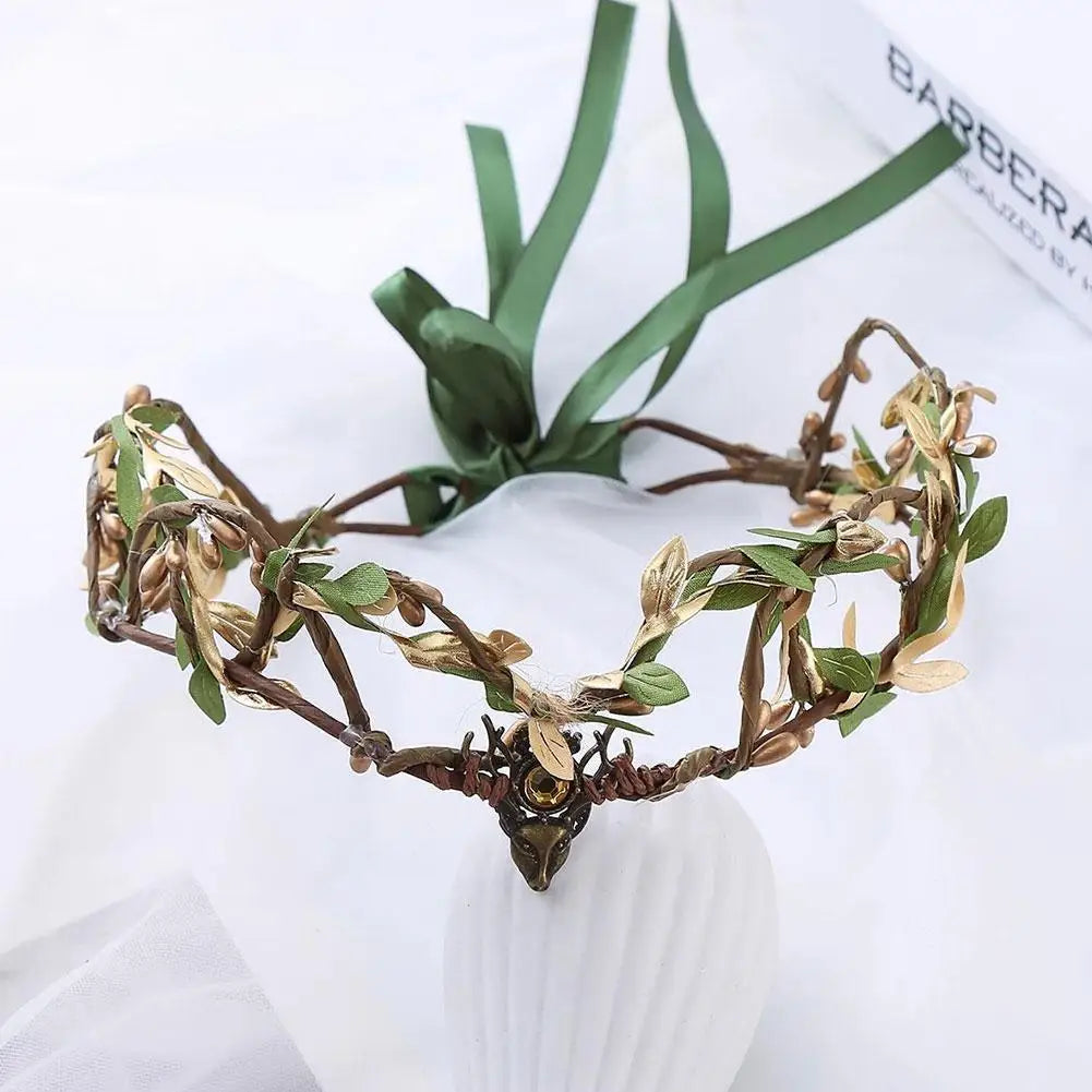 Elven Crown Elf Tiara Vine Headpiece Fairy Witch Diadema Crown Gothic Headband Woodland Dress Bridal Wedding Hair Accessories