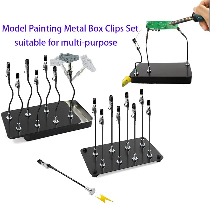 Soldering Third Hand with Strong Magnetic Base, Flexible Arms PCB Holder for Electronics Repair – Alligator Clip Welding Tool