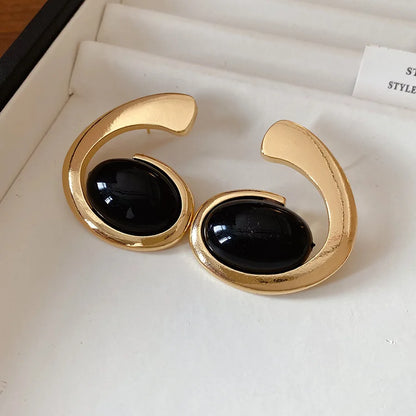 Vintage Red Resin Women's Earrings Stud Earrings Luxury large Geometric Oval earrings Party Wedding Ear Jewelry