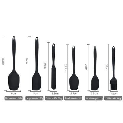 Silicone Kitchenware 6-Piece Set, Cream Scraper, Spatula, Oil Brush, Size Scraper Set Baking Tool, Non-Integrated Hand