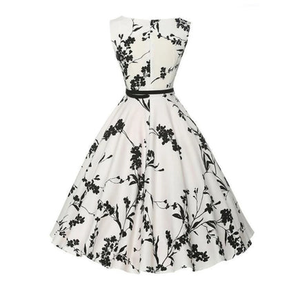 Summer Vestidos Dress Clothing Floral Robe Retro Swing Casual Vintage Rockabilly Dresses